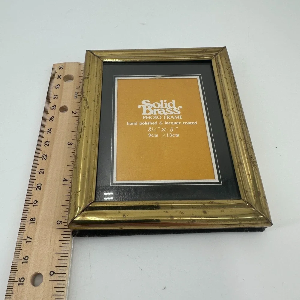 Vintage Solid Brass Tabletop Photo Frame - -3.5